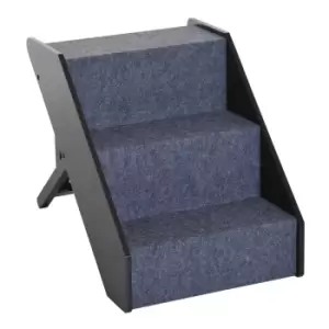 Image of PawHut Pet 3 Step Folding Stairs W/ Adjustable Wooden Ramp & Carpet - Dark Brown