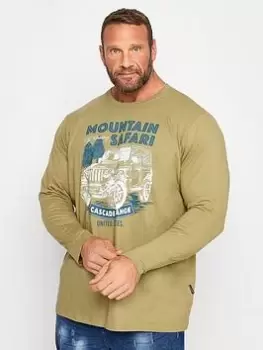 Image of BadRhino Mountain Safari Long Sleeve T-Shirt - Green, Size 3XL, Men