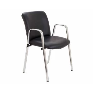 Image of TC Office Pavilion Leather Conference Armchair with Chrome Frame, Black