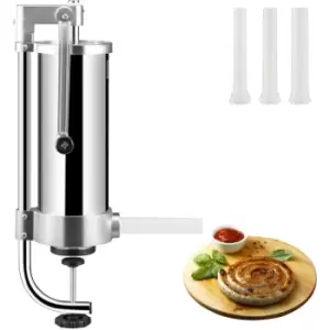 Image of VEVOR Sausage Filler Sausage Stuffer, 5LBS/3L Capacity, 304 Stainless Steel Vertical Sausage Stuffer, Sausage Filling Machine with 3 Stuffing Tubes,