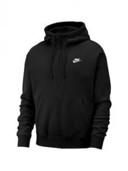 Image of Nike Sportswear Plus Size Club Fleece Full Zip Hoodie - Black, Size 3XL, Men