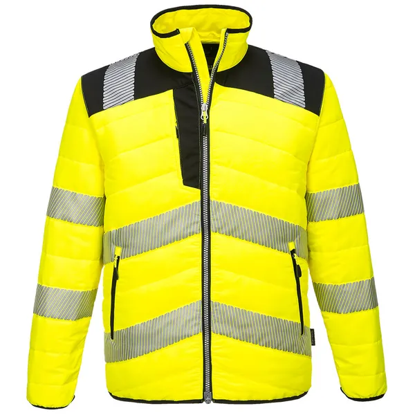Image of Portwest PW3 Mens Hi Vis Baffle Jacket PW371YBRXL Colour: Yellow / Black