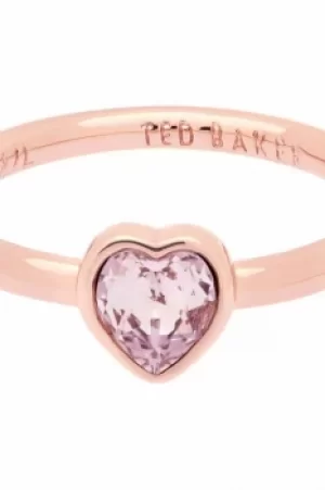 Image of Ted Baker Ladies Rose Gold Plated Crystal Heart Ring Size SM TBJ1683-24-226SM