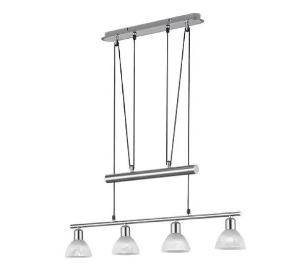 Image of Levisto Modern 4 Light Bar Pendant Ceiling Light Nickel Matt 3000K