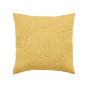 Image of DKNY Circle Logo Quilted Cushion 45cm x 45cm, Ochre