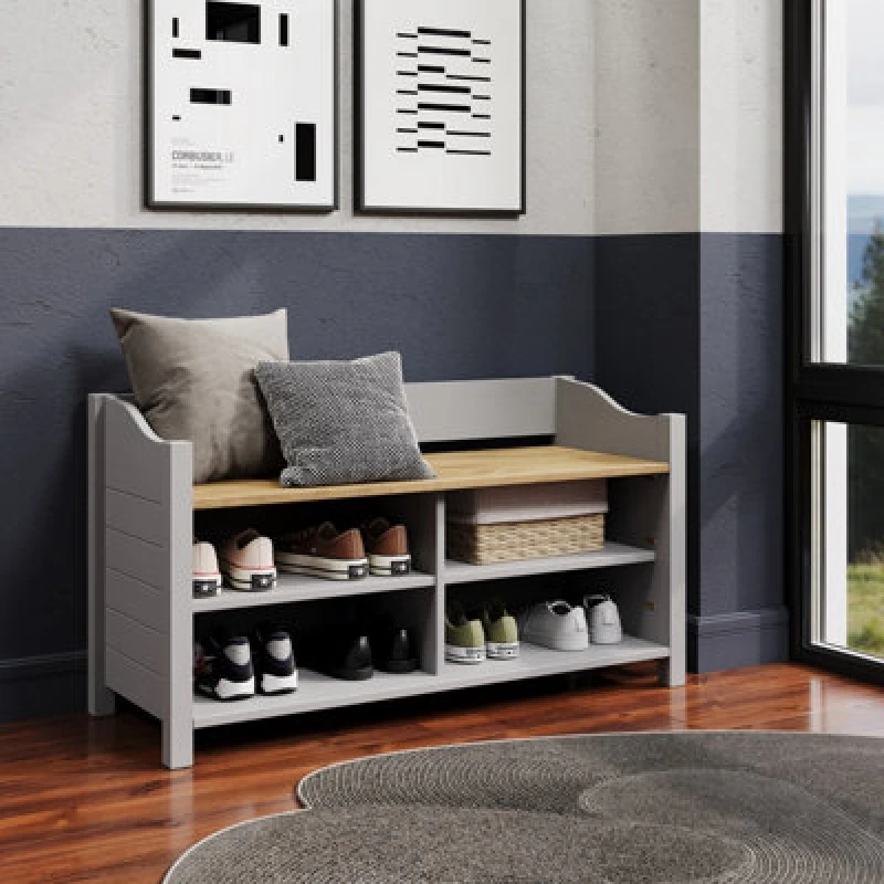 Image of Core Products Corona Grey Large Shoe Storage Bench, Grey CRG955