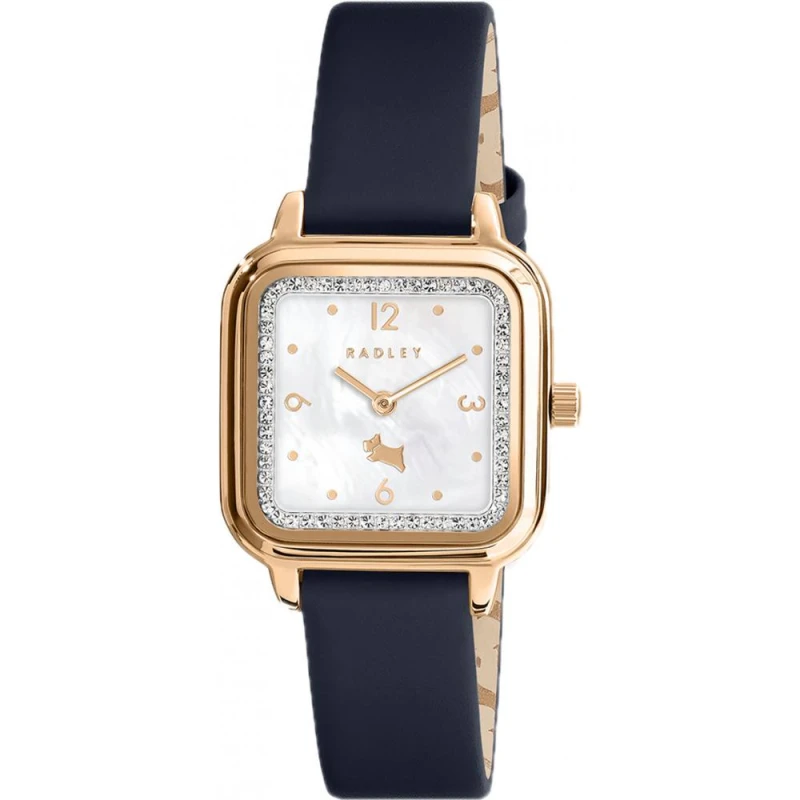 Image of Radley Mother of Pearl Dial Dark Blue Leather Strap Watch