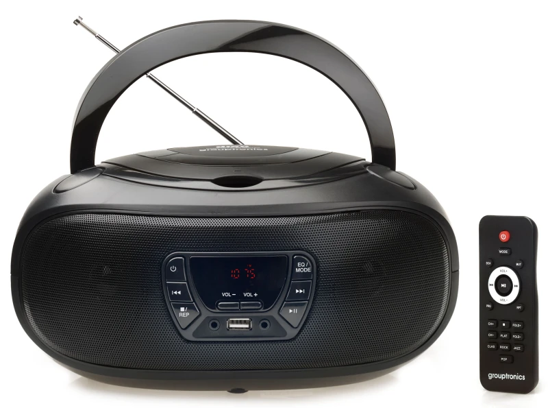 Image of Grouptronics Gtcdr-501 Black Versatile Boombox Cd Player With Radio, USB Mp3 & Aux In For Smartphones And Tablets