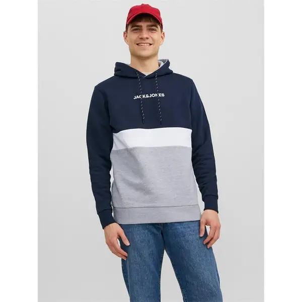Image of Jack and Jones Ereid Block Hoodie - Blue XS
