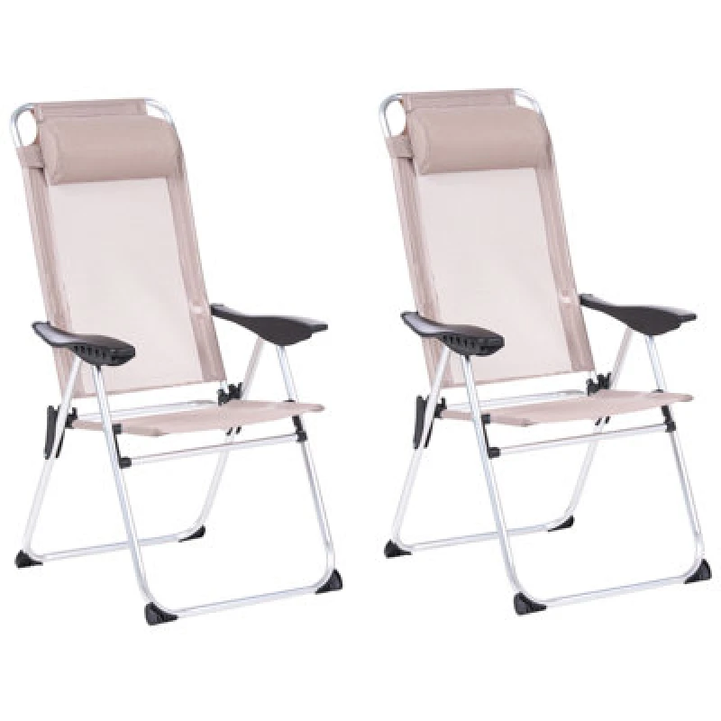 Image of Beliani Set Of 2 Garden Chairs Asine Folding Metal Beige