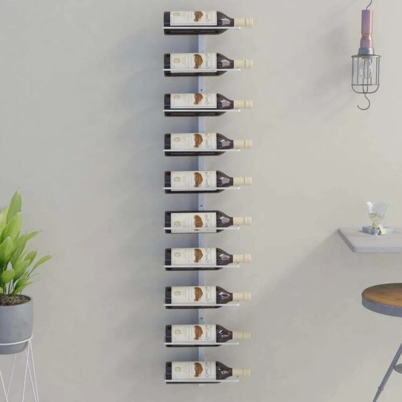 Image of VIDAXL Wall-mounted Wine Rack for 10 Bottles White Metal Vidaxl 8720286827185