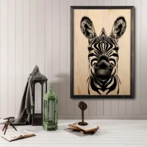 Image of Zebra Multicolor Decorative Framed Wooden Painting