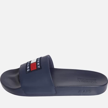 Image of Tommy Jeans Mens Corduroy Patch Pool Slide Sandals - Twilight Navy - UK 9