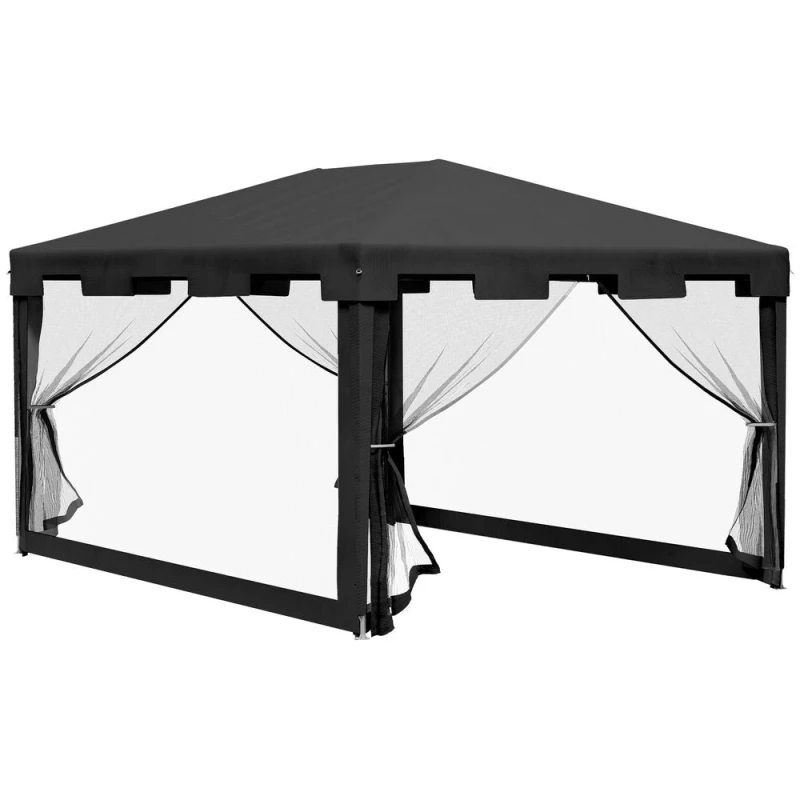 Image of Outsunny 4x3m Gazebo Outdoor Waterproof PE Canopy Shade, Grey 84C-022V03CG