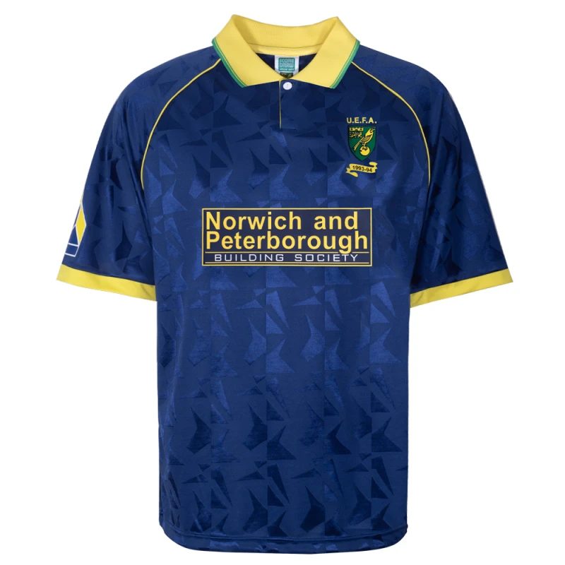 Image of Score Draw Norwich City 1993 UEFA Away Retro Football Shirt NORW93AUEFAPYSS-M M Mens Sportswear
