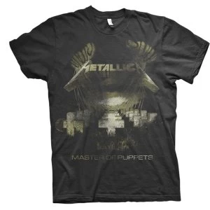 Image of Metallica - Master of Puppets Distressed Unisex Medium T-Shirt - Black