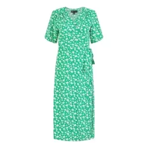Image of Mela London Green Ditsy Print Wrap Over Dress - Green