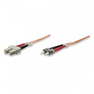 Image of Intellinet Fibre Optic Patch Cable Duplex Multimode ST/SC 50/125 m OM2 10m LSZH Orange Fiber Lifetime Warranty