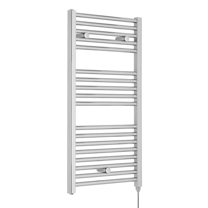 Image of Balterley Electric Vertical Round Towel Rail 18 Rails 300 Watt Chrome 920x 480mm Silver