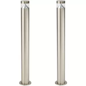 Image of 2 PACK Stepped Outdoor Bollard Light - 3.3W LED - 800mm Height - Stainless Steel
