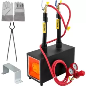 Image of VEVOR Propane Knife Forge, Farrier Furnace with Dual Burners, Portable Square Metal Forge with an Open Structure, Large Capacity, for Blacksmithing,