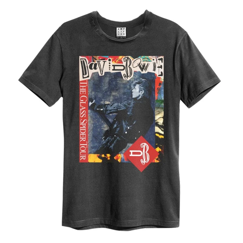 Image of Amplified Amplified Men Glass Spider Tour David Bowie T-Shirt in Charcoal Size: Small Charcoal S Male 5063470408511