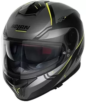 Image of Nolan N80-8 Astute N-Com Helmet, grey-yellow, Size L, grey-yellow, Size L