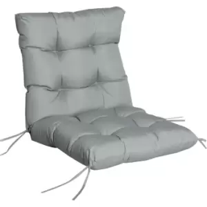 Image of Garden Back Chair Cushion Patio Seat Cushion Pad Outdoor & Indoor Use - Light Grey - Outsunny