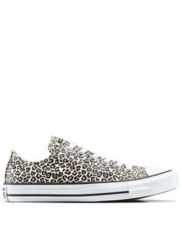 Image of Converse Womens All Star Low Trainers Egret Black Coastal Dune Leopard, 3