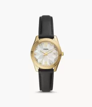 Image of Fossil Women Scarlette Mini Three-Hand Date Black Eco Leather Watch