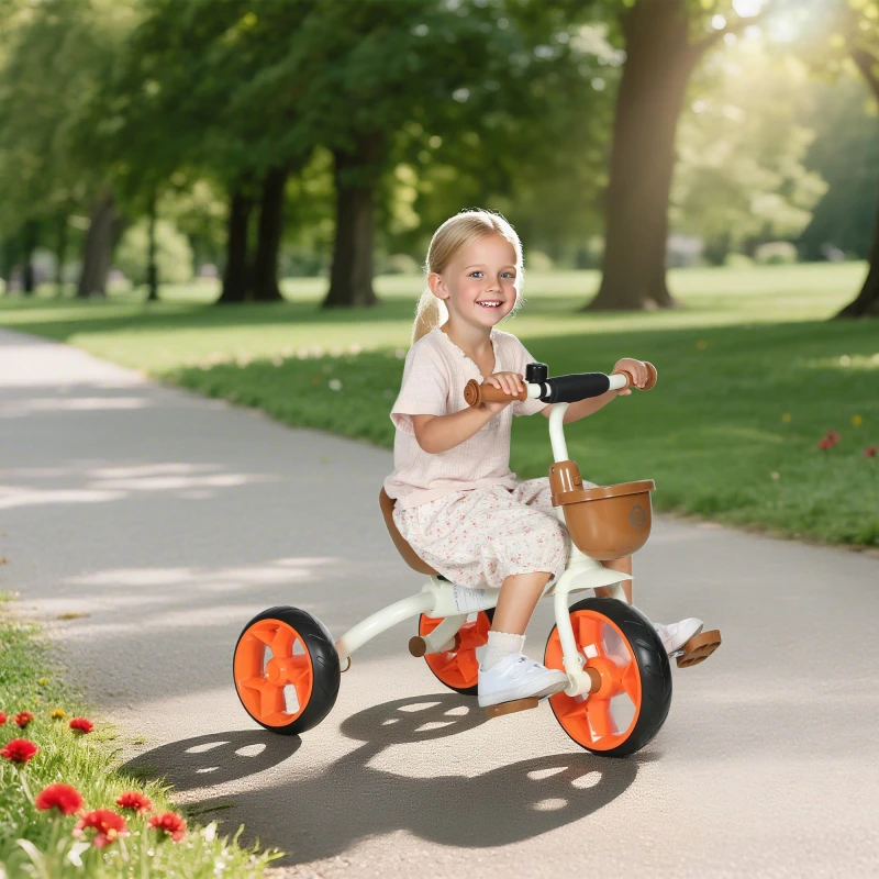 Image of AIYAPLAY Tricycle with Front Basket for Ages 2-5 Years Boys & Girls in Orange Orange Unisex