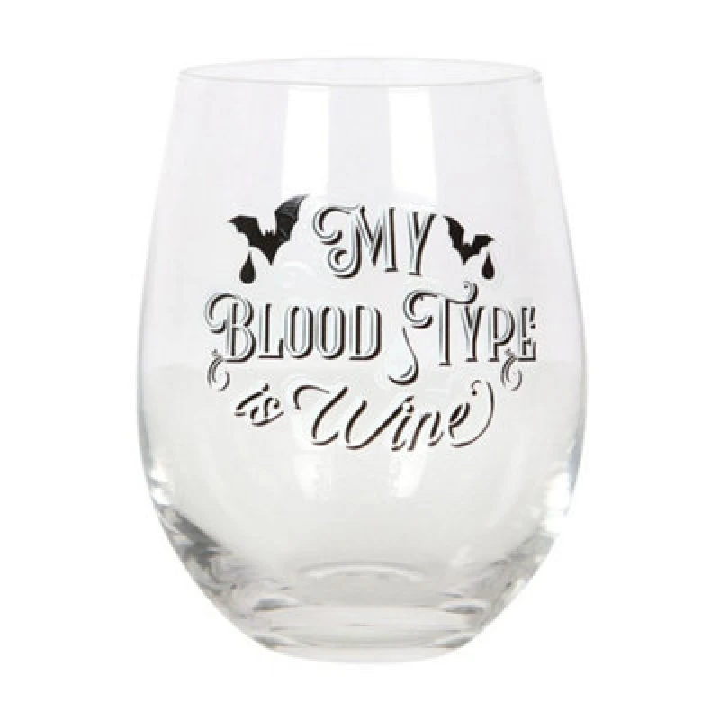 Image of Something Different Something Different My Blood Type Is Wine Stemless Wine Glass in Clear Clear One Size Unisex 5063238735064