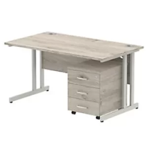 Image of Dynamic Ergonomic Desk Impulse IWSSC1453GRY Rectangular MFC 1200 mm x 800 mm x 730 mm Grey Oak