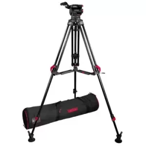 Image of Cartoni Focus 10 Fluid Head with Red Lock Aluminium Tripod and Mid-level Spreader Kit
