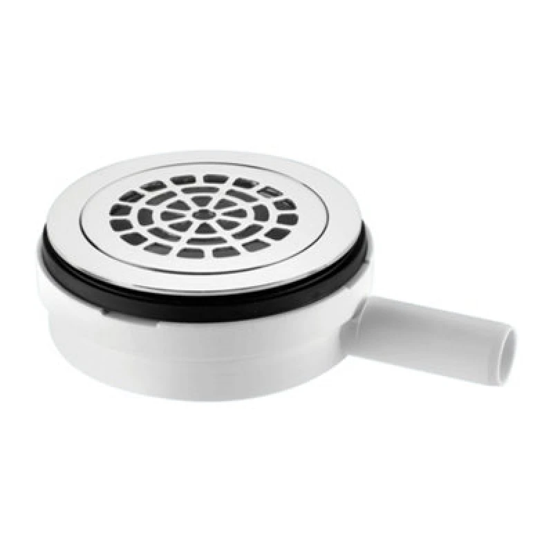 Image of McAlpine UPSW-4-22MM Pumped Shower Waste Outlet: 113mm Chrome Plated Brass Flange with Top Access x 22mm Plain Tail Outlet Silver