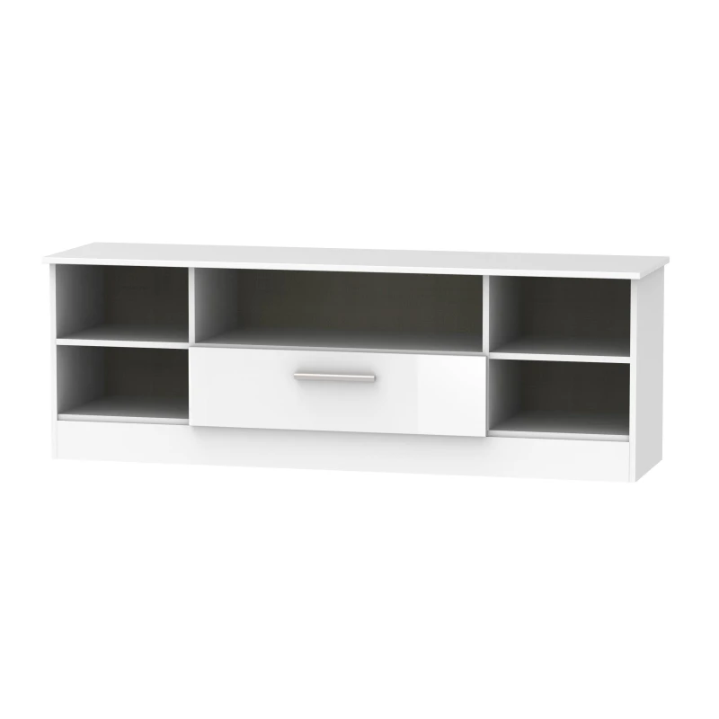 Image of Ready Assembled 2 U Trent Wide 1 Drawer TV & Media Unit (Ready Assembled) White