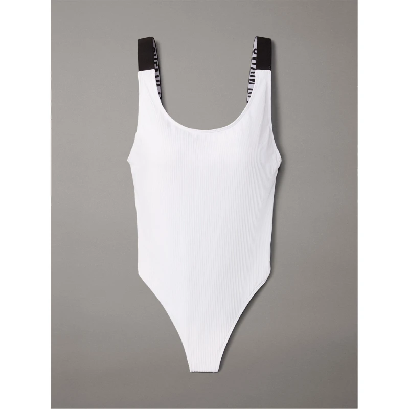 Image of Calvin Klein Scoop Back One Piece Swimsuit Brill White female 8 (XS)