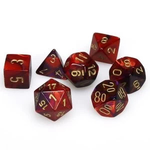 Image of Chessex Gemini Poly 7 Set: Purple-Red/Gold