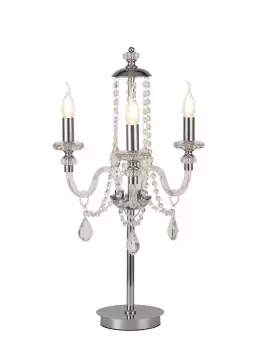 Image of Table Lamp, 3 Light E14, Polished Chrome, Clear Glass, Crystal, (ITEM REQUIRES CONSTRUCTION, CONNECTION)