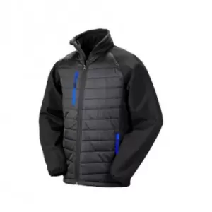 Image of Result Mens Black Compass Padded Soft Shell Jacket (M) (Black/Royal Blue)