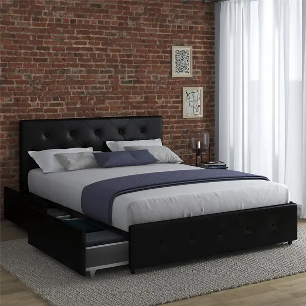 Image of Dorel Home Dakota Bed with Storage Black