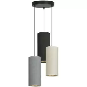 Image of Emibig Bente Black Cluster Pendant Ceiling Light with Black, Gray, White Fabric Shades, 3x E14