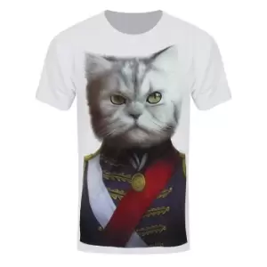 Image of Grindstore Mens Admiral Whiskers Sub T-Shirt (Medium (38-40in)) (White)