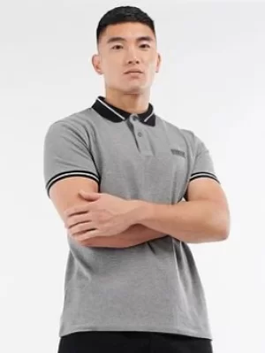 Image of Barbour International Wipeout Tipped Polo Shirt, Grey Marl Size M Men
