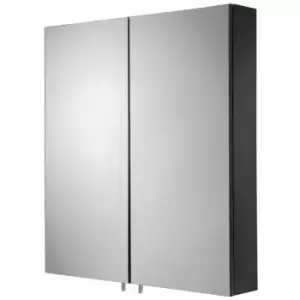 Image of Croydex Dawley Bathroom Mirror Cabinet Double Door Cupboard Storage Shelf Black - Black