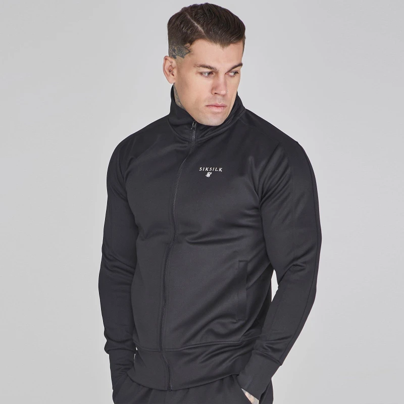 Image of SikSilk Essentials Poly Track Top Black