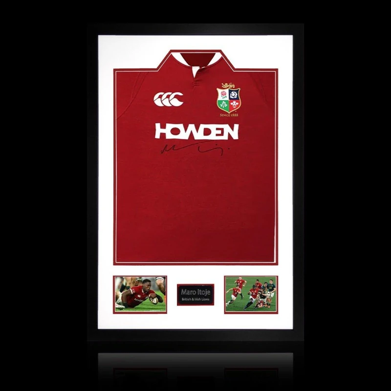 Image of The Fan Cave Maro Itoje Signed British & Irish Lions 2025 Shirt Red unisex 850mm x 60