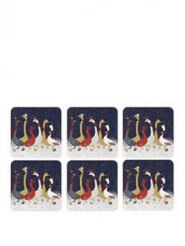 Image of Sara Miller Festive Geese Coasters ; Set Of 6