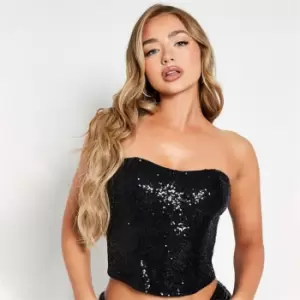 Image of I Saw It First Sequin Bandeau Top Co-Ord - Black