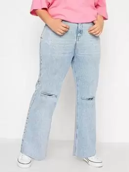 Image of Yours Clothing Rip Knee Wide Leg Jean Bleach